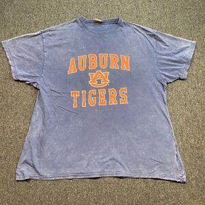chicka-d Auburn‎ Tigers TShirt Sz L/XL Womens Blue Acid Wash Distressed Gameday